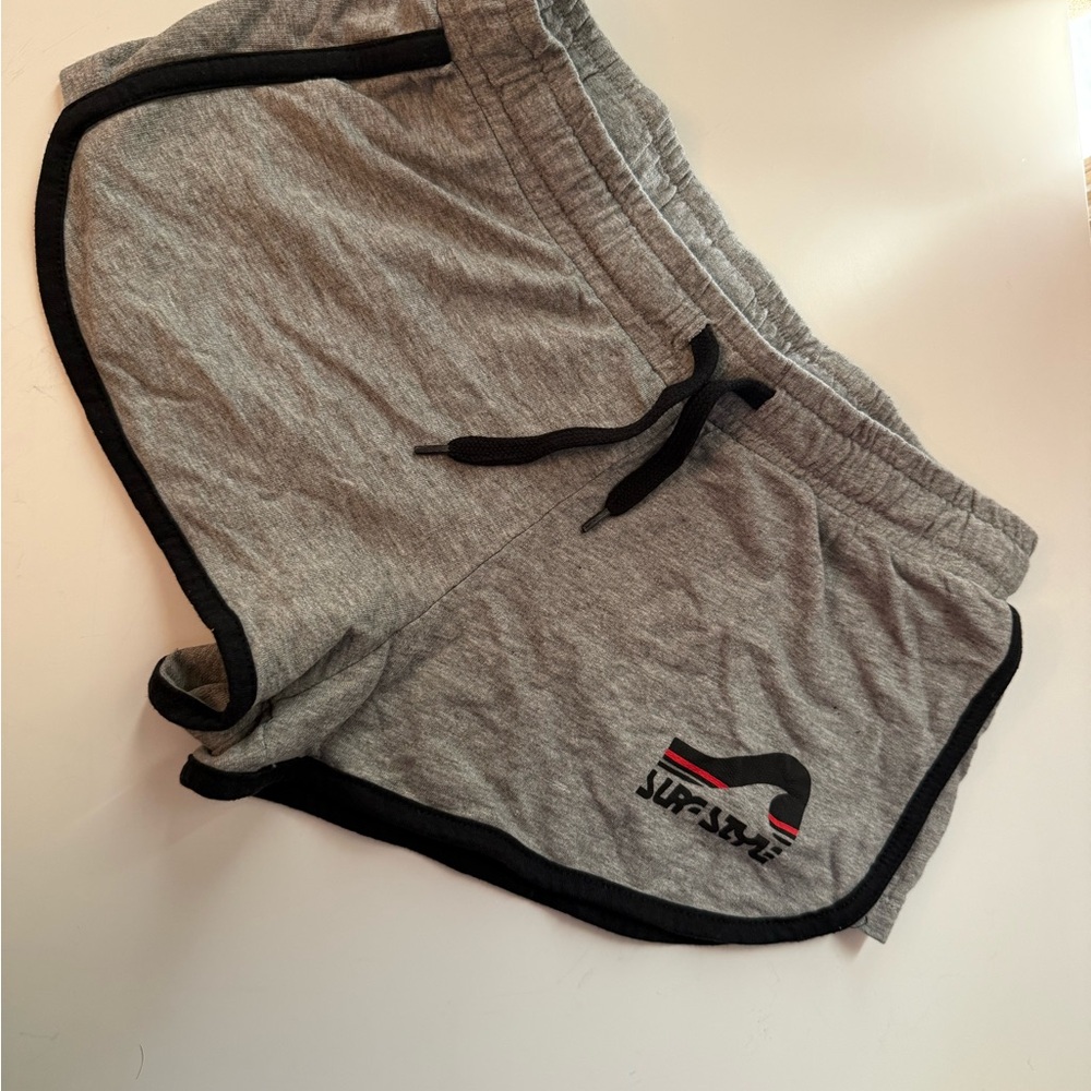 Surf style Gray Athletic Shorts with Black Trim
